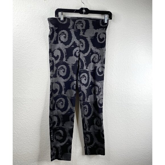 Krazy Larry Women's Black Pants Stretch Size 10 Swirl Pattern Unique - Picture 1 of 8